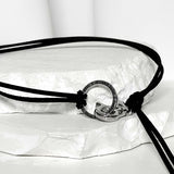 Suede string lettering necklace_black