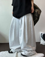 ツーダブルピンタックバルーンワイドロゴパンツ 🤍🩶🖤3カラー