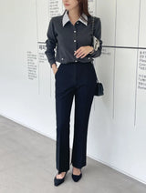 Atin Shirt Collar Pocket Knit Cardigan