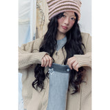 Vintage Knit Balaclava Hood Cardigan Set