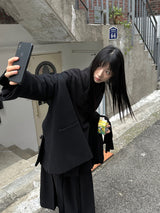 ウールハイネックブラウスシャツ