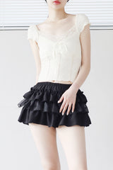 genti lace short sleeve blouse