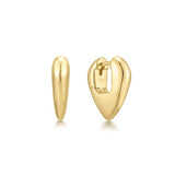 gold puppy shield huggie hoop 14k gold plating + 925 silver earrings E067-10G