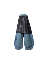 RELABEL Spatial Relations (Extended Form) Ice Blue Detachable Checkered Bum Cover Oversized Denim Trousers