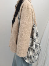 highneck puffy fur jacket
