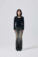 LISE SHIRRING TOP / BLACK