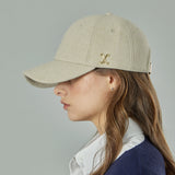 VA Curved Stud Link Wool-Blend Ball Cap  / Cream