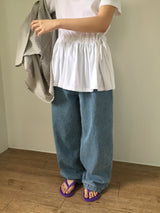 Eyelet Ruffle Crewneck T-Shirt (3color)
