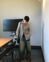 フードチェックシャツ