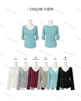 ロールアップヘンリーネック2wayTシャツ(6 colors)