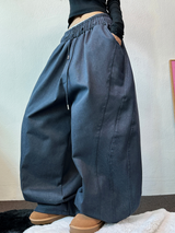 オーバーバルーンカーブデニムロングパンツ🖤💙2カラー