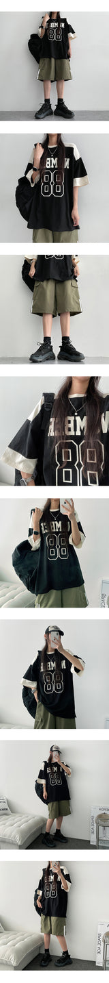 バットボクシーカラー半袖Tシャツ