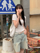 カーゴデニムバミューダハーフパンツ