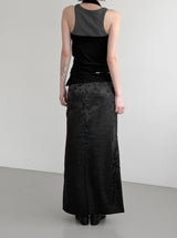 Rose Jacquard Satin Long Skirt