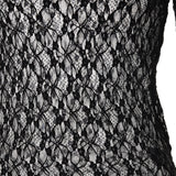 8287 Pierced Sheer Lace Long Sleeve Top (Black)