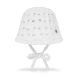 VA Curved Oval Metal Knit Punching Bucket Hat / White