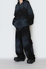 Spray washed hood zip-up
