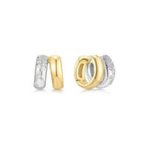 two tone sparkle duet mixed hoop 925 sterling silver with two tone plating earrings E069-08T