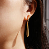 gold long waterdrop drop 14k gold plating + 925 silver earrings E067-11G