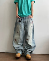Sticker Print Denim Pants