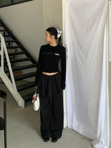 ボウラインラウンド長袖ニットTシャツ