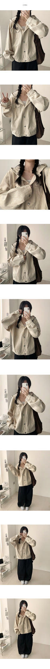 Maro Cotton Pocket Button Hooded Jacket