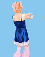 puppy lace slip-dress