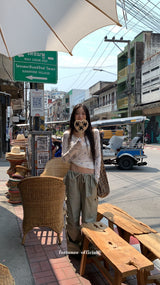 アイテムスパンオフショルダーロングスリーブtシャツ