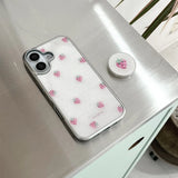 [MADE][Magsafe Glass Bumper Case] Strawberry embroidered knit case pink