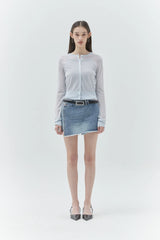 KIRSH PLAIN SEE THROUGH CROP CARDIGAN - LIGHT BLUE        