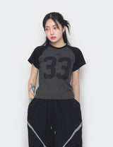 33 ラグラン半袖クロップTシャツ
