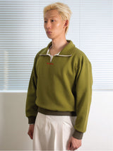 26ss ハーフジップアップロゴエンブロイダリーニットスウェットシャツ 2color