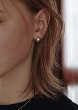 [925 silver] Deux.silver.107 / walnut earring (gold)