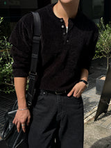 Dique velvet henley-neck round knitwear