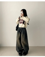 オルトヘム スナップピンタック ウォッシュドデニム ワイドパンツ