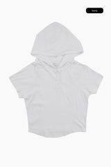 Let henley crop hoodie top