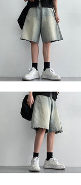 Latty Vintage Cutting Washed Bermuda Denim Shorts