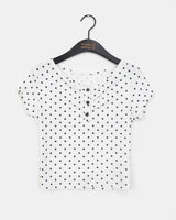 アディードットボタンシャーリングショートスリーブTシャツ
