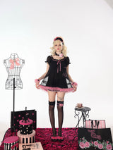 Paris Girl Paris Dream Eiffel Tower Print Rhinestone Mesh Splice Nightdress