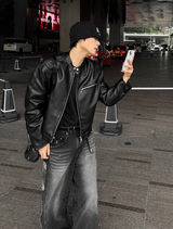 The Of Premium Crop Leather Jacket