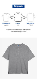 standard waffle henley neck short-sleeve t-shirt (3color)