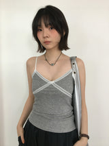 V-cut lace sleeveless (4color)