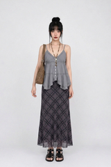 LACE BREEZE BUTTON CAMI TOP (WHITE, VIOLET GRAY 2COLORS!)