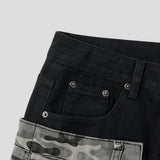 DN camo color combination denim pants (1C)