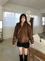 Suede fur hooded jumper (2 colors)