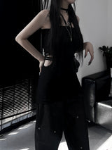 halter strap slit layered one piece (2color)