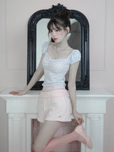 [Limited quantity] Coquette Lace Shirred Fold-Over Shorts