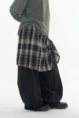 Checker drape layered pants