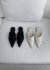 STILETTO SHIRRING MULE SLIPPER (2COLORS!)