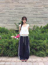 Deumyo Color Matching Track Nylon Banding Wide Pants